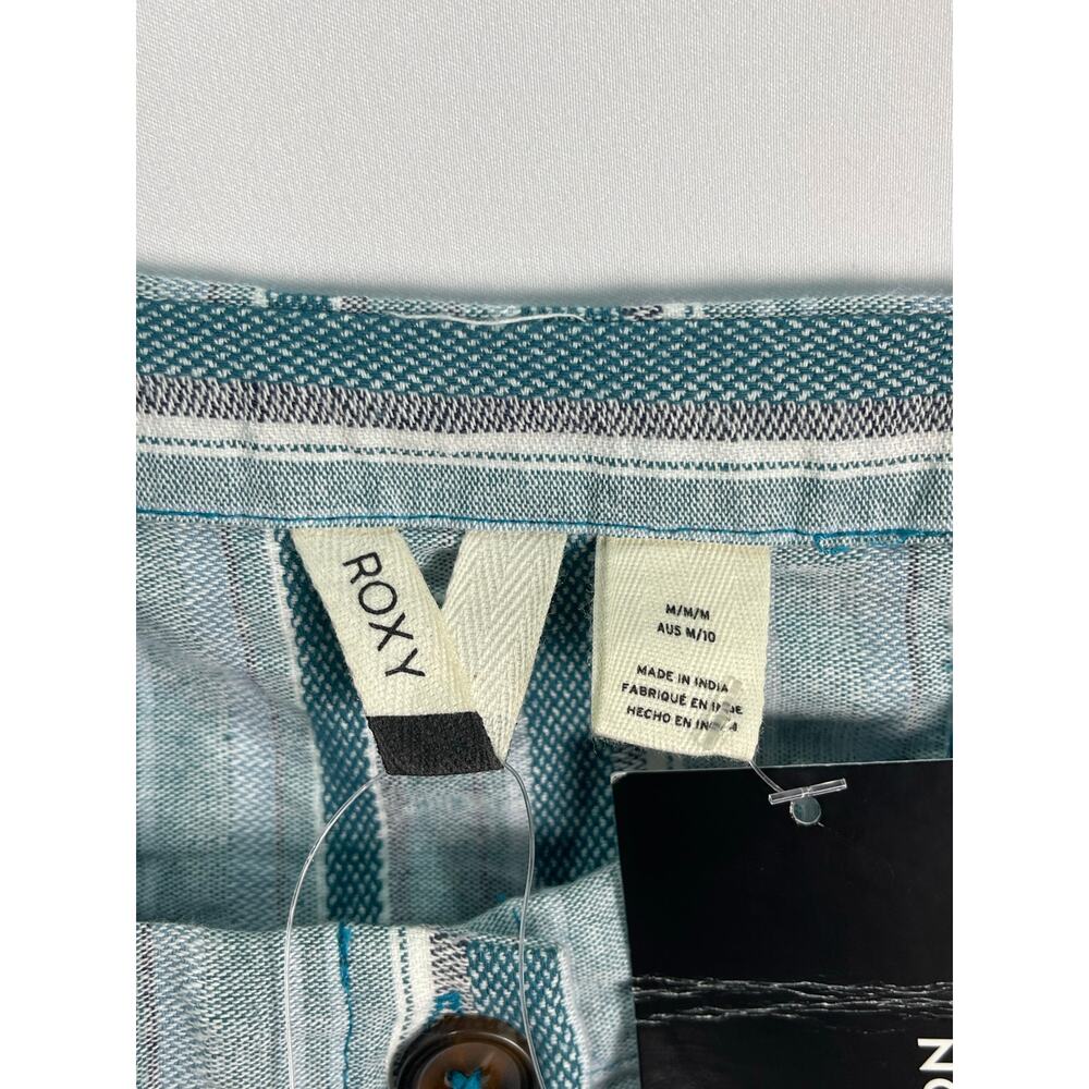 NWT Roxy Sweeter Dreams Light Blue Stripe Linen Blend Mini Dress Size Medium - Picture 6 of 8